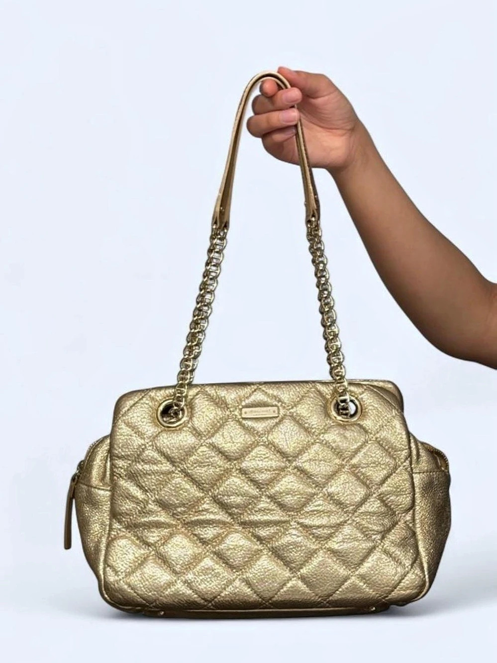 Kate Spade Metallic sparkle Gold Quilted Chain Shoulder Bag Y2K